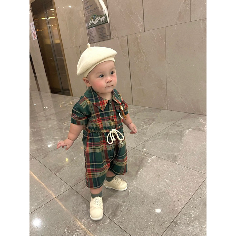 Romper sọc xanh hoạ tiết giáng sinh em bé Nanci