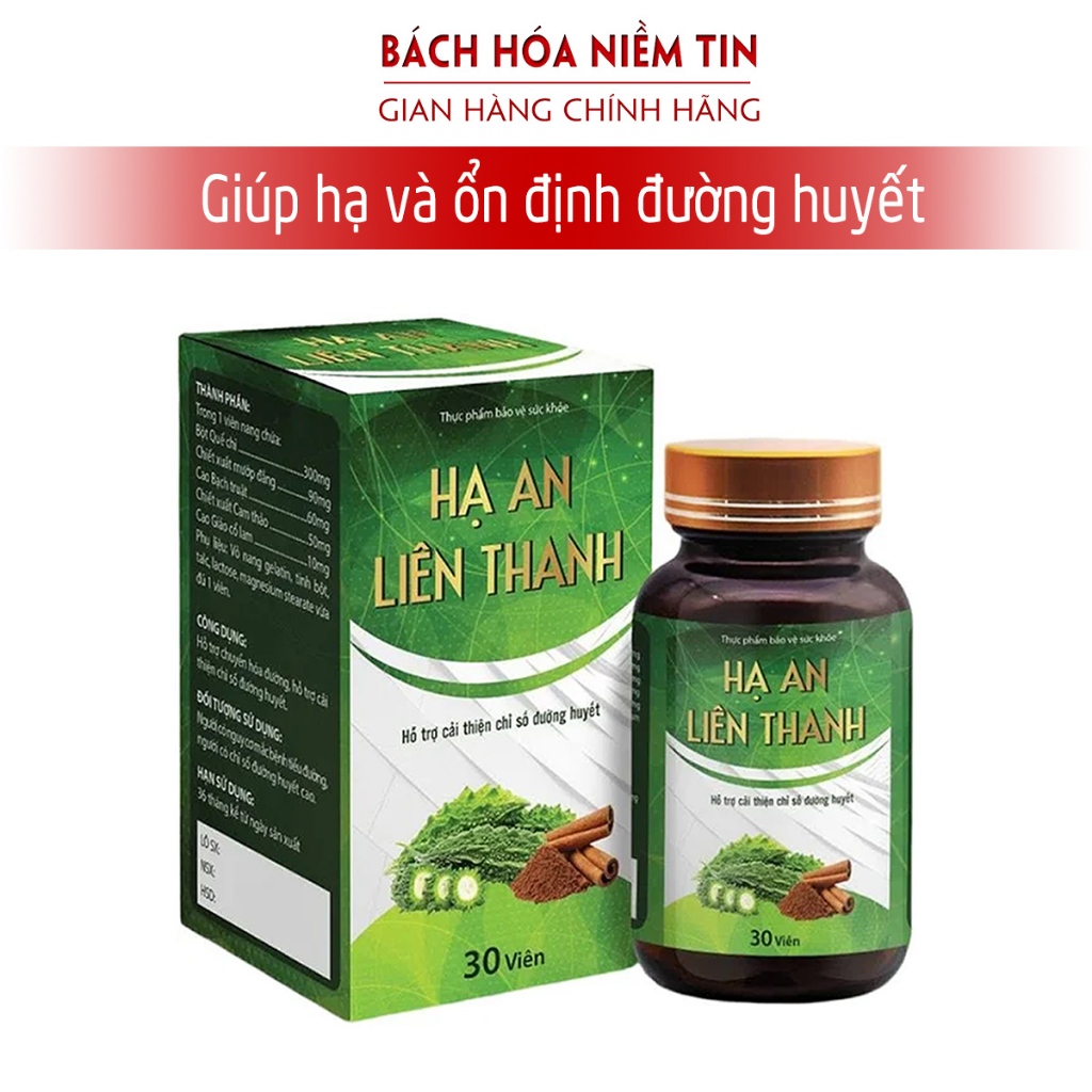 Viên uống giảm tiểu đường Hạ An Liên Thanh từ quế chi, mướp đắng, cam thảo giúp chuyển hóa đường, giảm tiểu đường