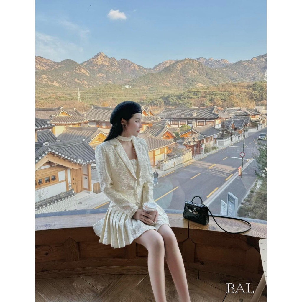 Set váy dạ choàng ngoài kèm choker full tac đi kèm 2 màu xinh xiu