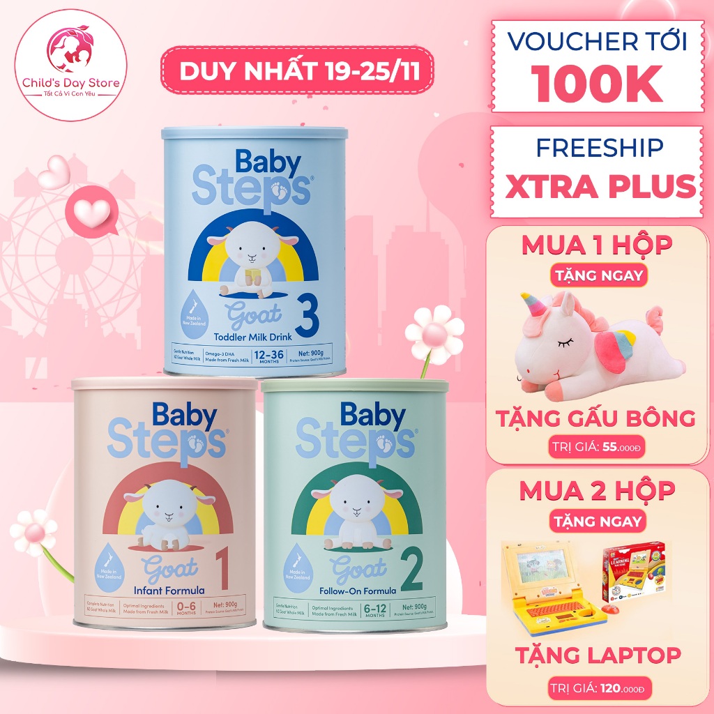 Sữa Dê Baby Steps số 1,2,3. Cải thiện hệ miễn dịch, không lo táo bón, cung cấp vitamin - Childsday.