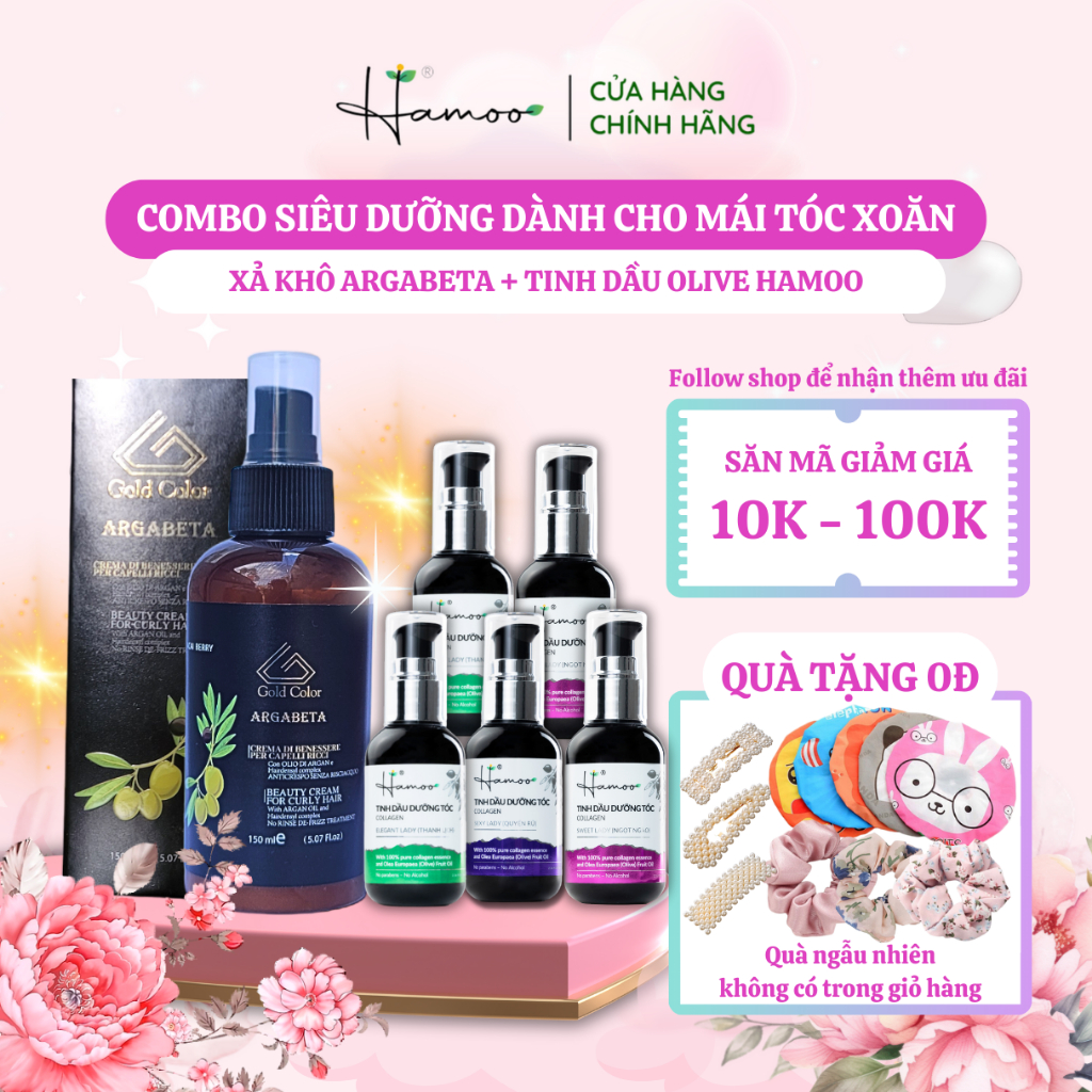 Dầu Xả Kem Xả Khô ARGABETA 150ml Và Tinh Dầu Dưỡng Tóc HAMOO 70ml Bộ Đôi Siêu Dưỡng Dành Cho Tóc Uốn Xoăn Bồng Bềnh