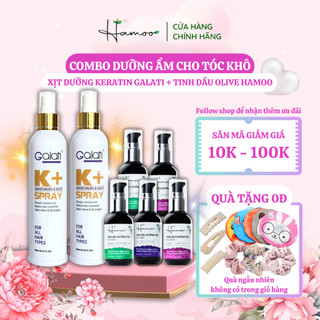 Xịt dưỡng tóc keratin galati 250ml và tinh dầu dưỡng tóc hamoo bộ đôi cấp ẩm dưỡng tóc phục hồi chống nắng suôn mượt