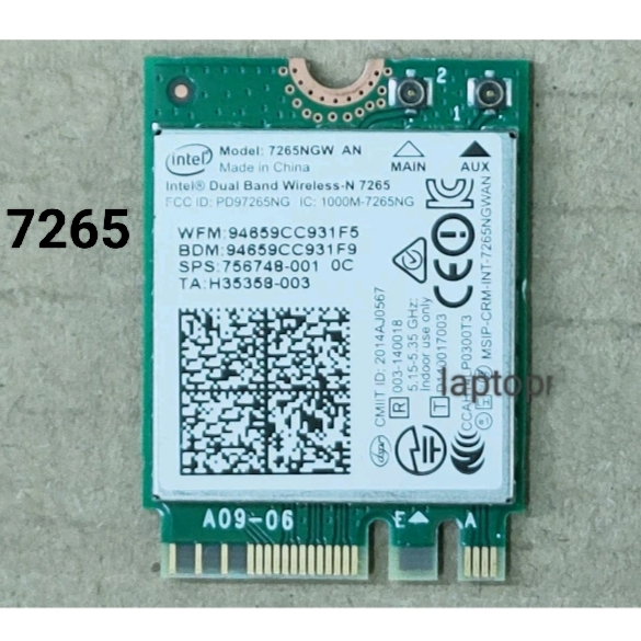Card wifi 7265 bluetooth  AC, băng tầng 2,4G.  và5G  sử dụng cho laptop dell DELL lntel model 7265NGW khe lọt M2 NGFF