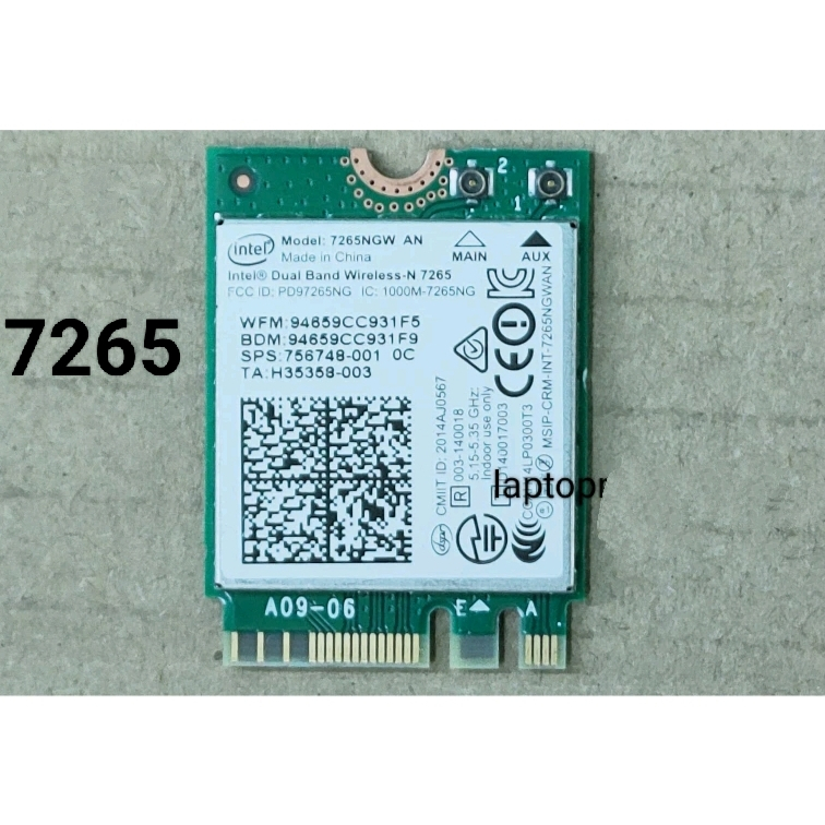 Card wifi 7265 bluetooth  AC, băng tầng 2,4G.  và5G  sử dụng cho laptop dell DELL lntel model 7265NGW khe lọt M2 NGFF