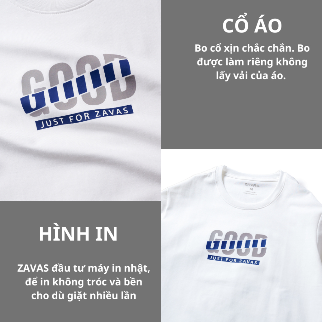 Áo thun nam cổ tròn GOOD chất vải cotton 4 chiều định lượng cao, xuất xịn , mát mẻ, dày mịn sang trọng - ZAVAS