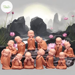 Tượng chú tiểu trang trí - nhiều sắc thái vui vẻ hạnh phúc bình an
