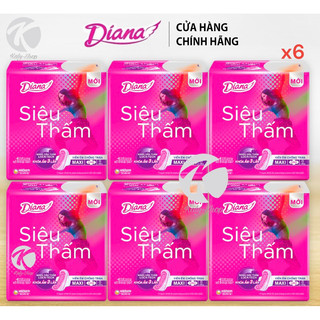 Combo 6 Gói BVS Diana Siêu Thấm Maxi Cánh 23cm (Gói 8 Miếng)