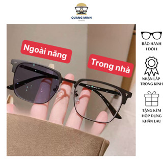 Mắt kính mát và đổi màu gọng chữ nhật nửa viền phong cách retro thời trang Hàn Quốc mã ZZ02 - Mắt Kính Quang Minh