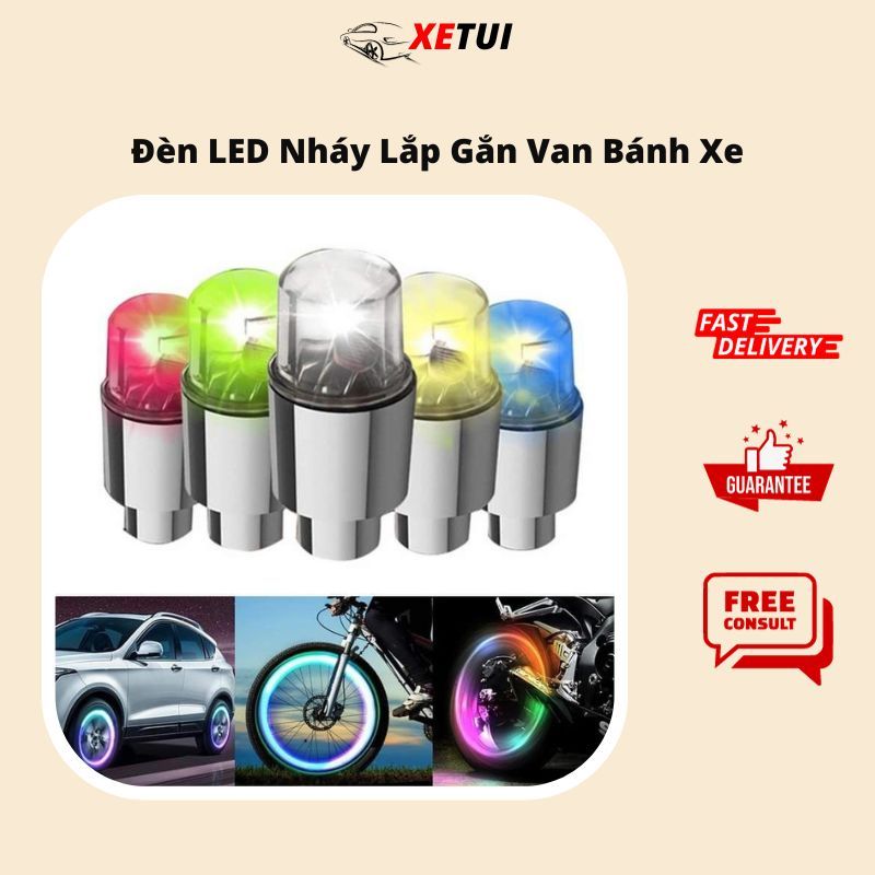 Đèn LED Nháy Lắp Gắn Van Bánh Ô Tô, Xe Đạp, Xe Máy Chống Nước