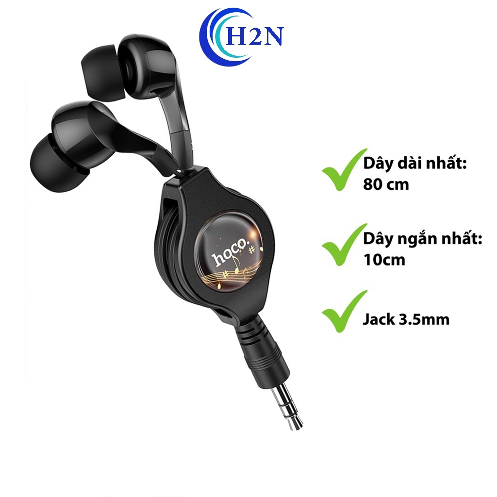 ⚡Mới⚡Tai Nghe Nhét tai Âm thanh hay jack 3.5mm Dây Rút Chính Hãng Hoco M68 Có Micro Đàm Thoại,cho điện thoại, tablet-h2n