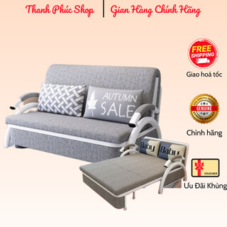 Giường sofa thông minh giá rẻ - giường gấp thành ghế sofa thông minh kích thước 1m6x1m9 khung thép tặng kèm 2 gối
