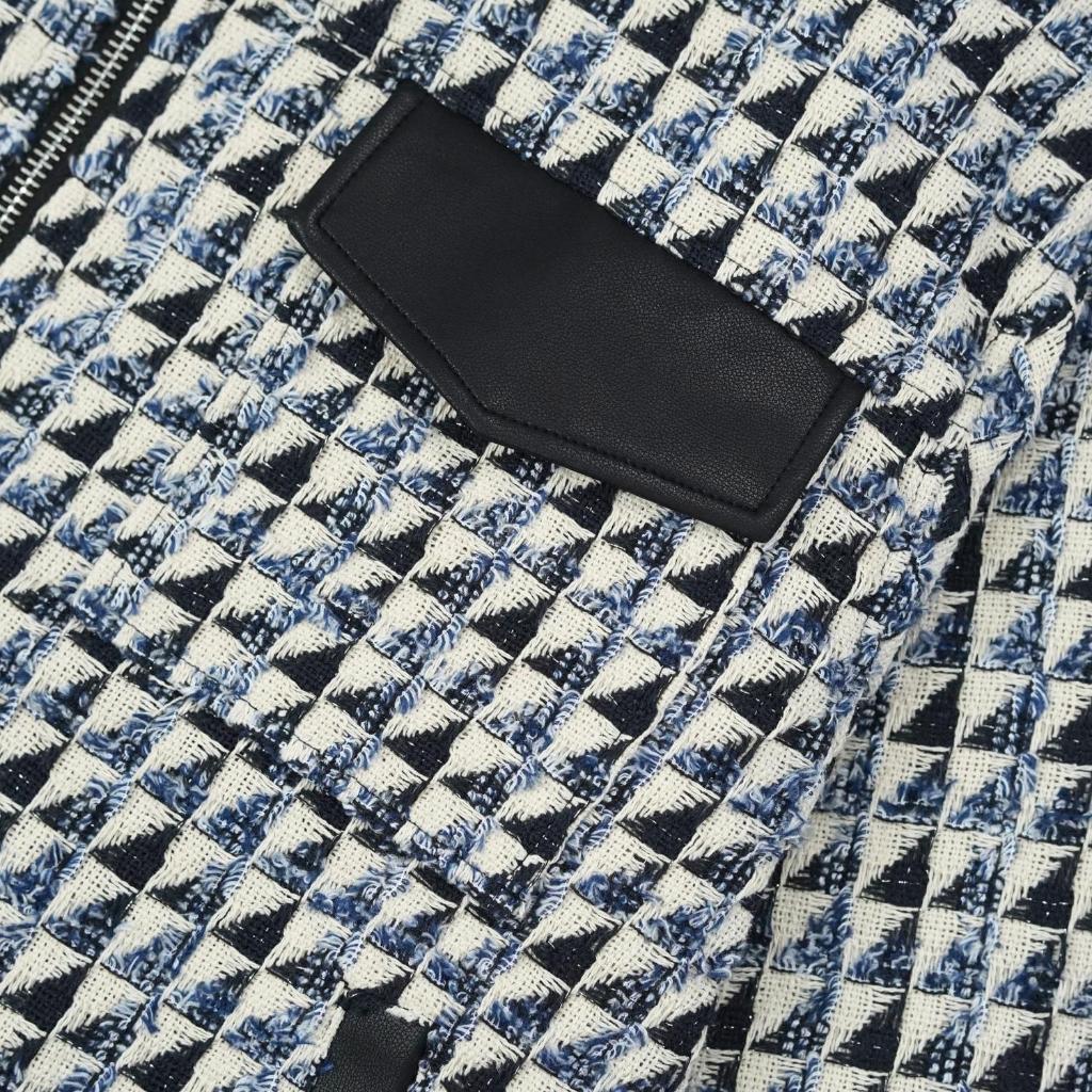Áo Khoác Dạ nam Tweed SNOW Localbrand STEVE Trần Bông, dài tay, mix da họa tiết kẻ ô sang trọng.