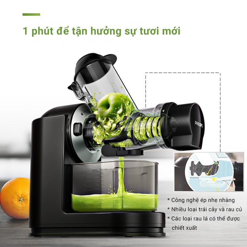 Máy ép chậm Philips trục ngang ép trái cây hoa quả HR1889/71 đa năng 150W Bảo hành 24 tháng - Podi92
