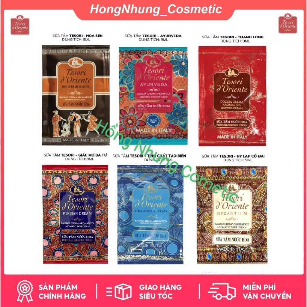 (HÀNG CHÍNH HÃNG) 1 gói Sữa tắm nước hoa Tesori d’Oriente 7ml Hoa sen