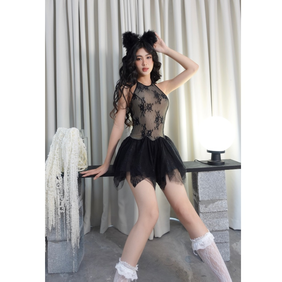 Tipblu - Đầm Ren Ngắn Tùng Lưới Bung Xòe Dinner Dress
