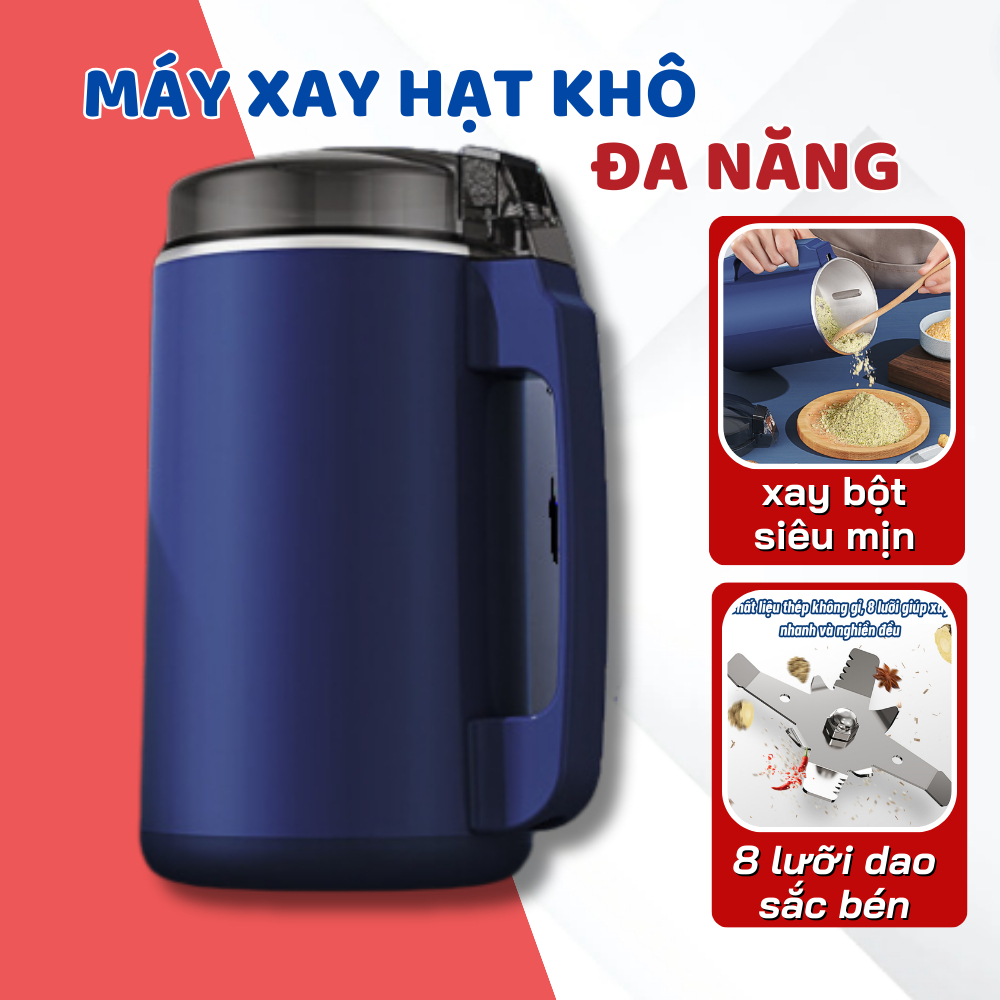 Máy Xay Hạt Khô Đa Năng Cực Nhanh, Máy Xay Bột Ngũ Cốc, Cafe, Các Loại Hạt Cực Nhanh, Máy Xay Bột Mịn Ăn Dặm Cho Bé