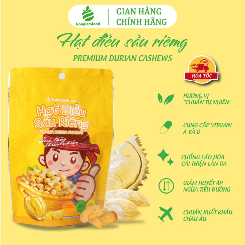 Hạt điều phủ vị phô mai, sầu riêng, tỏi ớt, wasabi Nonglamfood túi 45g | Đồ ăn vặt dinh dưỡng