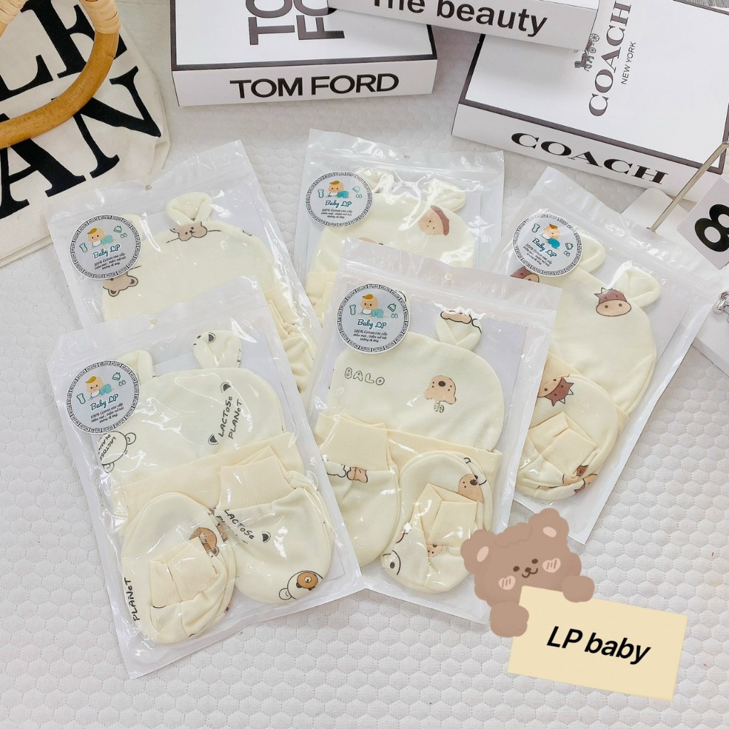 Sét mũ kèm bao tay bao chân NỈ HÀN 5 MÓN ẤM ÁP MỀM MẠI đáng yêu cho bé SM24