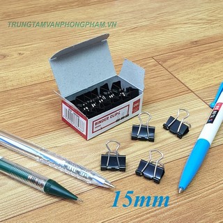 Hộp 12 cái kẹp bướm đen Double Clip 15mm Binder Clips dùng kẹp giấy