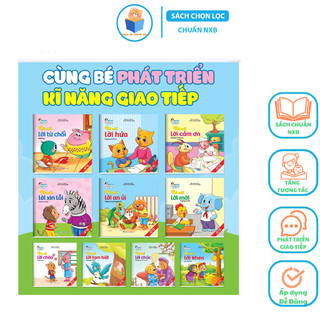 Sách - truyện tranh ehon kỹ năng giao tiếp cho bé 2 tuổi song ngữ kèm file nghe có túi 10 cuốn