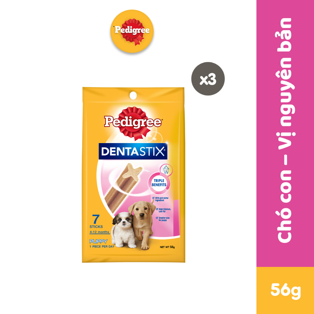 Bánh xương cho chó con PEDIGREE Dentastix (3 gói, 56g)