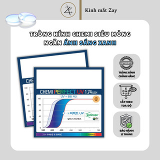 Tròng kính Siêu mỏng Ngăn ánh sáng xanh Chemi U6 1.74 UV400 chính hãng