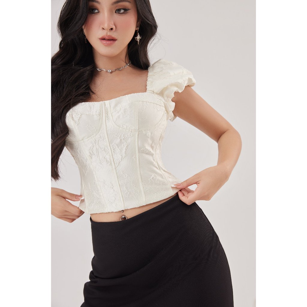 Áo Croptop Dáng Corset Tay Bồng Tôn Eo - CALIE TOP - GOÛT DE JUN