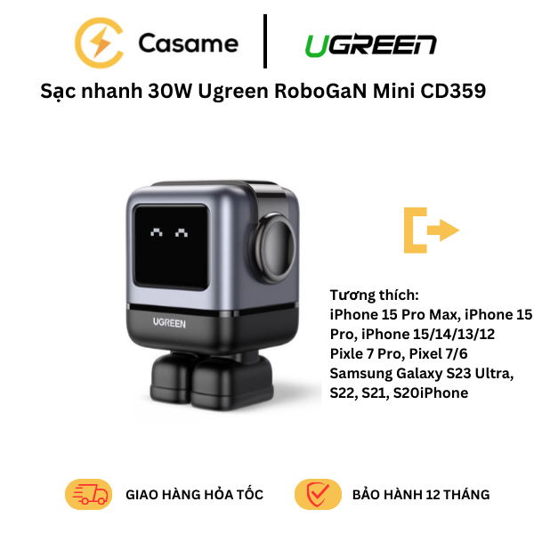 Sạc nhanh 30W Ugreen RoboGaN Mini CD359