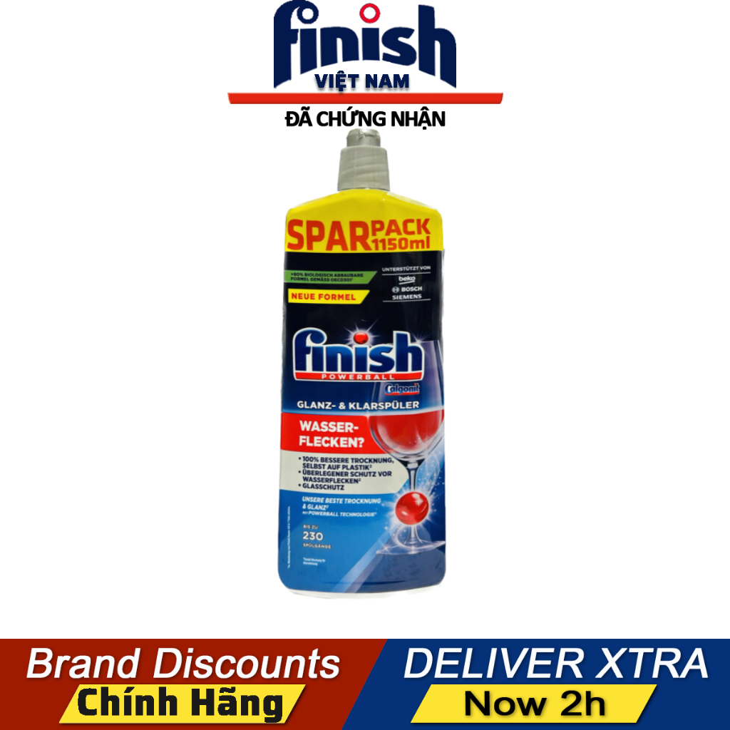 Nước làm bóng Finish 1150ml, 800ml  chuyên dụng cho máy rửa bát