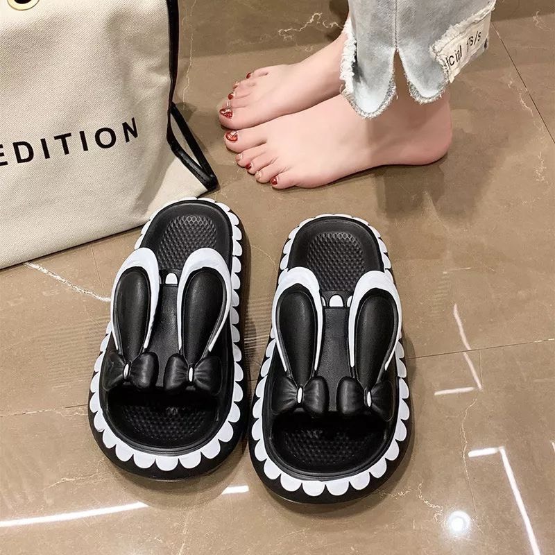 Dép Bánh Mì Nữ Tai Thỏ Cute, Dép Quai Ngang Đi Trong Nhà Chất Liệu Eva Siêu Êm Hottrend 2023 depxinhmiushop