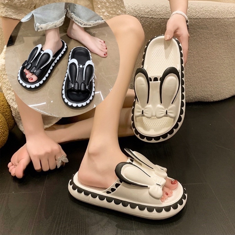 Dép Bánh Mì Nữ Tai Thỏ Cute, Dép Quai Ngang Đi Trong Nhà Chất Liệu Eva Siêu Êm Hottrend 2023 depxinhmiushop