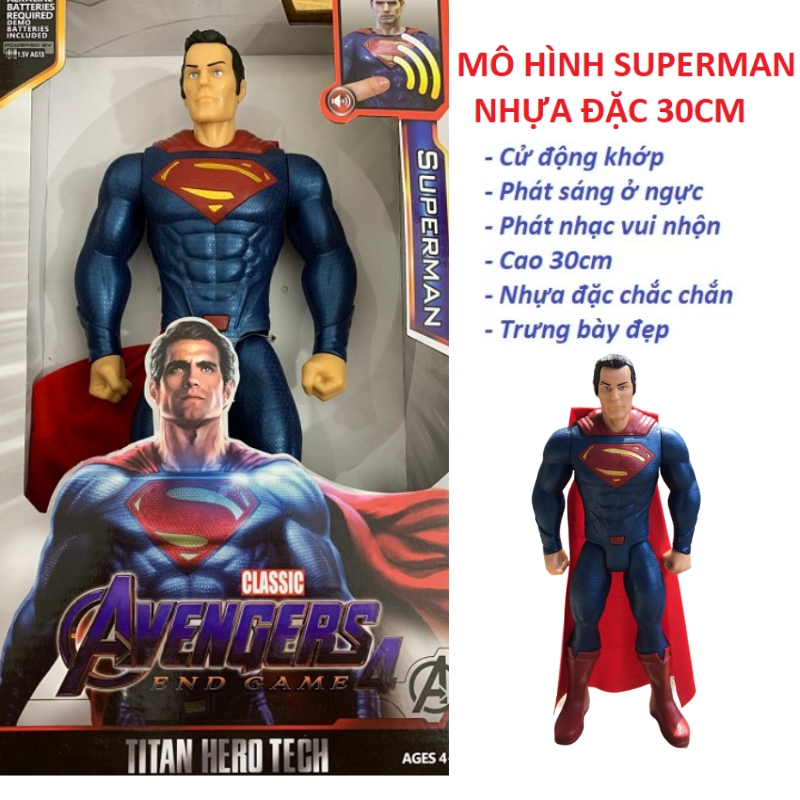 Mô hình siêu anh hùng mô hình siêu nhân nhựa đặc cao 30cm có đèn sáng đỏ và phát nhạc