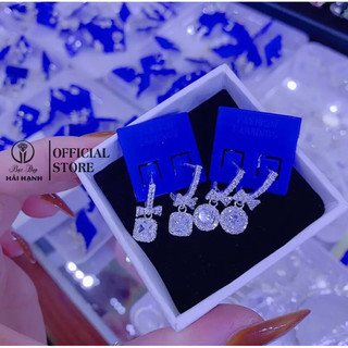Bông tai bấm vuông tròn bạc ta HHJ