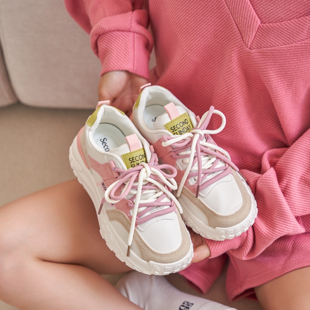 [Hàng Mới Về] Giày Thể Thao Sneaker Nữ Second Sunday Pinky Girl  Đế Tăng Chiều Cao SK42