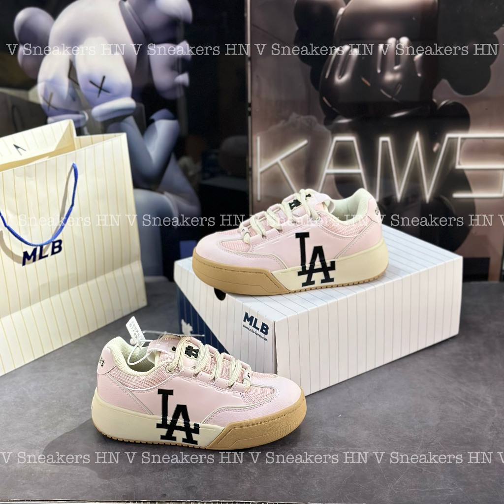 Giày Thể Thao MLB Chunky Wide Los Angeles ‘Pink’ ,Giày MLB Độn Đế Hồng LA