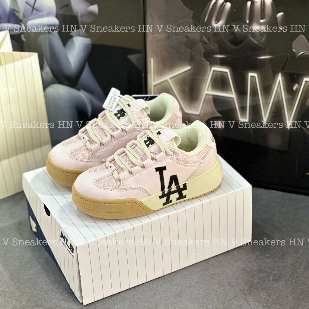 Giày Thể Thao MLB Chunky Wide Los Angeles ‘Pink’ ,Giày MLB Độn Đế Hồng LA