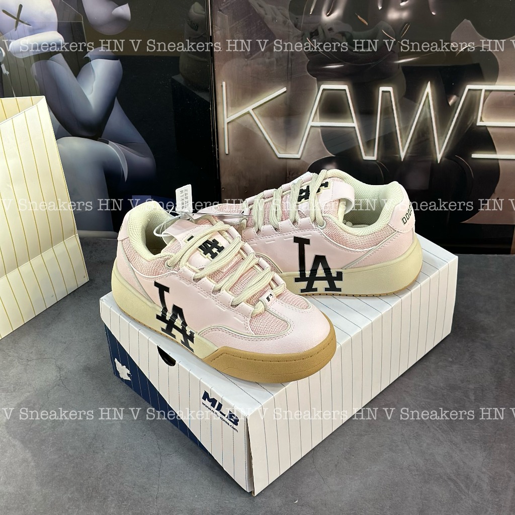 Giày Thể Thao MLB Chunky Wide Los Angeles ‘Pink’ ,Giày MLB Độn Đế Hồng LA
