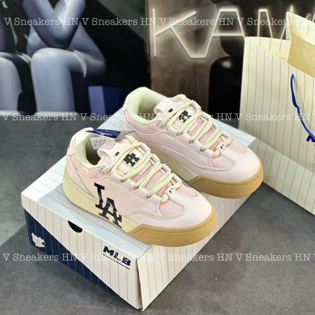 Giày Thể Thao MLB Chunky Wide Los Angeles ‘Pink’ ,Giày MLB Độn Đế Hồng LA