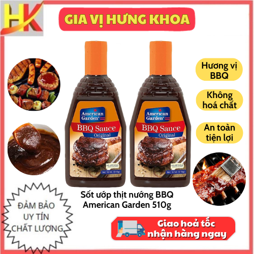 Sốt Ướp Thịt Nướng BBQ American Garden Original 510g, Gia Vị Ướp Thịt Nướng, Sốt BBQ Vị Hoàn Chỉnh