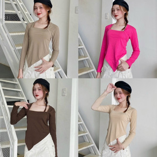 áo cổ vuông đắp vai lai nhọn tay dài AL