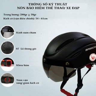 NÓN BẢO HIỂM THỂ THAO BASECAMP CÓ KÍNH HÍT NHIỀU MÀU