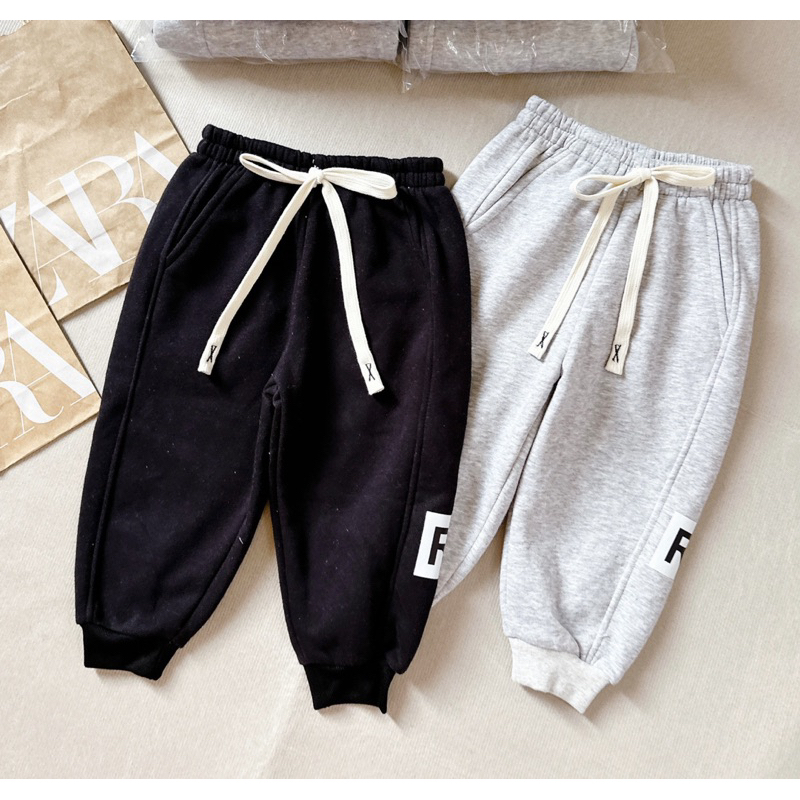 ✨MALINHKID✨CB065- Combo 2 quần nỉ bông ghi, đen trẻ em VNXK