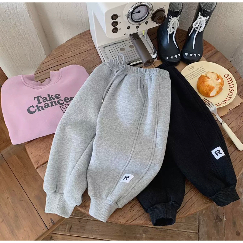 ✨MALINHKID✨CB065- Combo 2 quần nỉ bông ghi, đen trẻ em VNXK