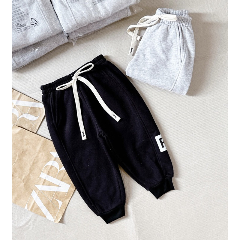 ✨MALINHKID✨CB065- Combo 2 quần nỉ bông ghi, đen trẻ em VNXK