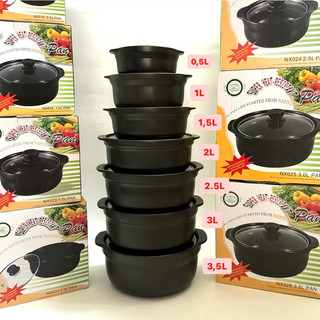 Nồi đất kho thịt cá lòng sâu nắp kính tráng men chống dính đủ kích cỡ