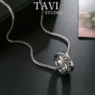 Vòng Cổ Mặt Dây Chuyền TIN Lồng Nhẫn Bằng Thép TiTan Không Gỉ Phong Cách Hàn Quốc Thời Trang Cho Nam Và Nữ Tavi Studio