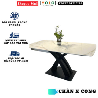 Bàn Ăn Cơm YoLo Chân X Công, Sắt Sơn Tĩnh Điện, Cao Cấp Hiện Đại. Phù Hợp Căn Hộ Chung Cư Gia Đình