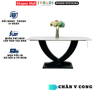 Bàn Ăn Cơm YoLo Chân V Cong, Sắt Sơn Tĩnh Điện, Gia Công Cao Cấp Hiện Đại. Phù Hợp Căn Hộ Chung Cư Gia Đình
