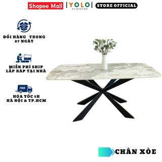 Bàn Ăn Cơm YoLo Chân Xòe, Sắt Sơn Tĩnh Điện. Nhập Khẩu Cao Cấp Hiện Đại, Phù Hợp Căn Hộ Chung Cư Gia Đình