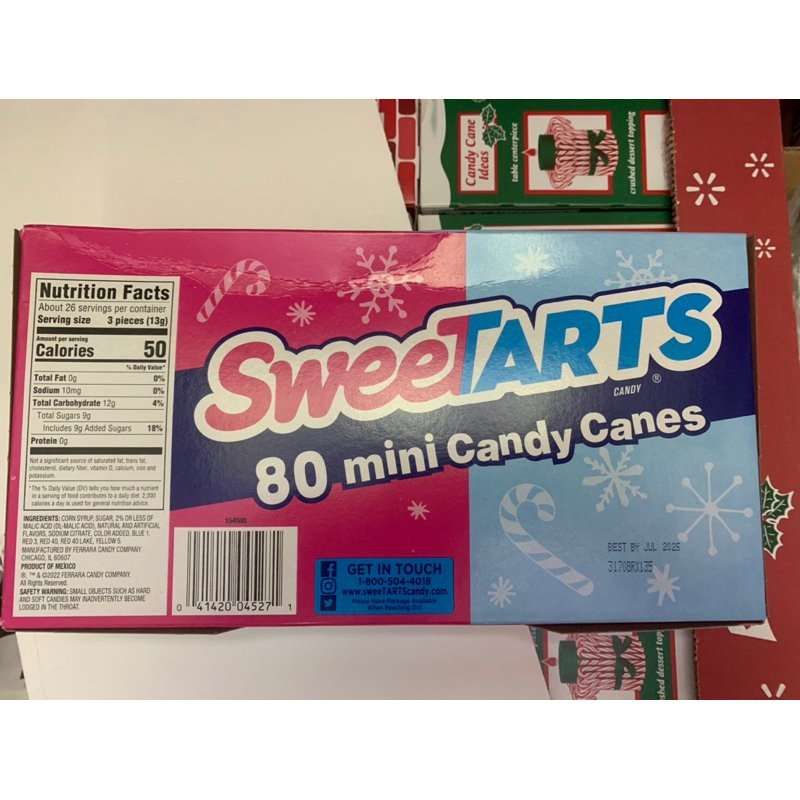 Kẹo cây gậy mini Sweestarts Tangy Candy Canes 80 cây